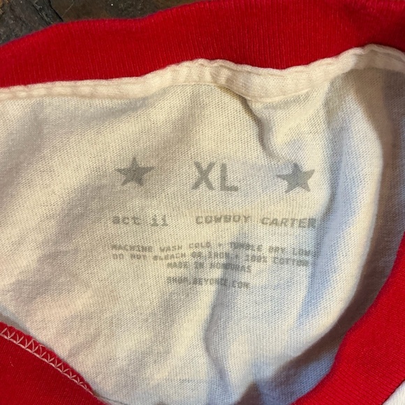 Cowboy Carter Beyoncé Graphic Ringer Tee Red White Retro Unisex XL - Picture 6 of 6